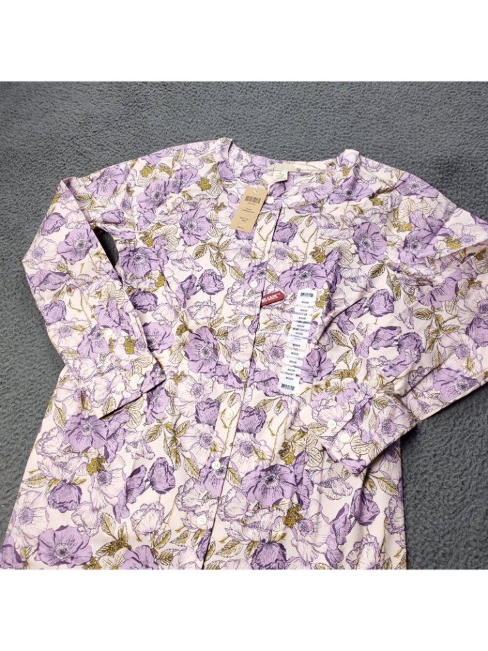 NEW $69.50 Duluth Womens M Medium Floral Wrinkle Fighter Tunic No Gape Purple - Picture 3 of 10